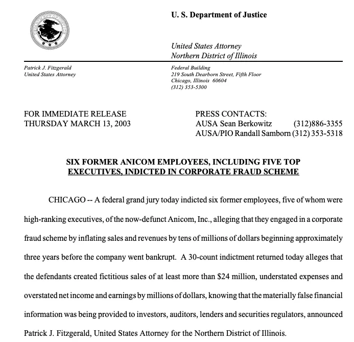 From the government’s press release. 2003